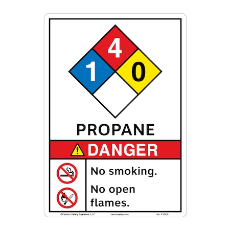 Danger Propane Sign (F1342-)|Flexible Polyester 14" X 10" Self Adhesive Back|ANSI Signs|Sign for Manufacturing, Medical, Power Stations, Chemical Plant, Fuel Storage, Public Buildings